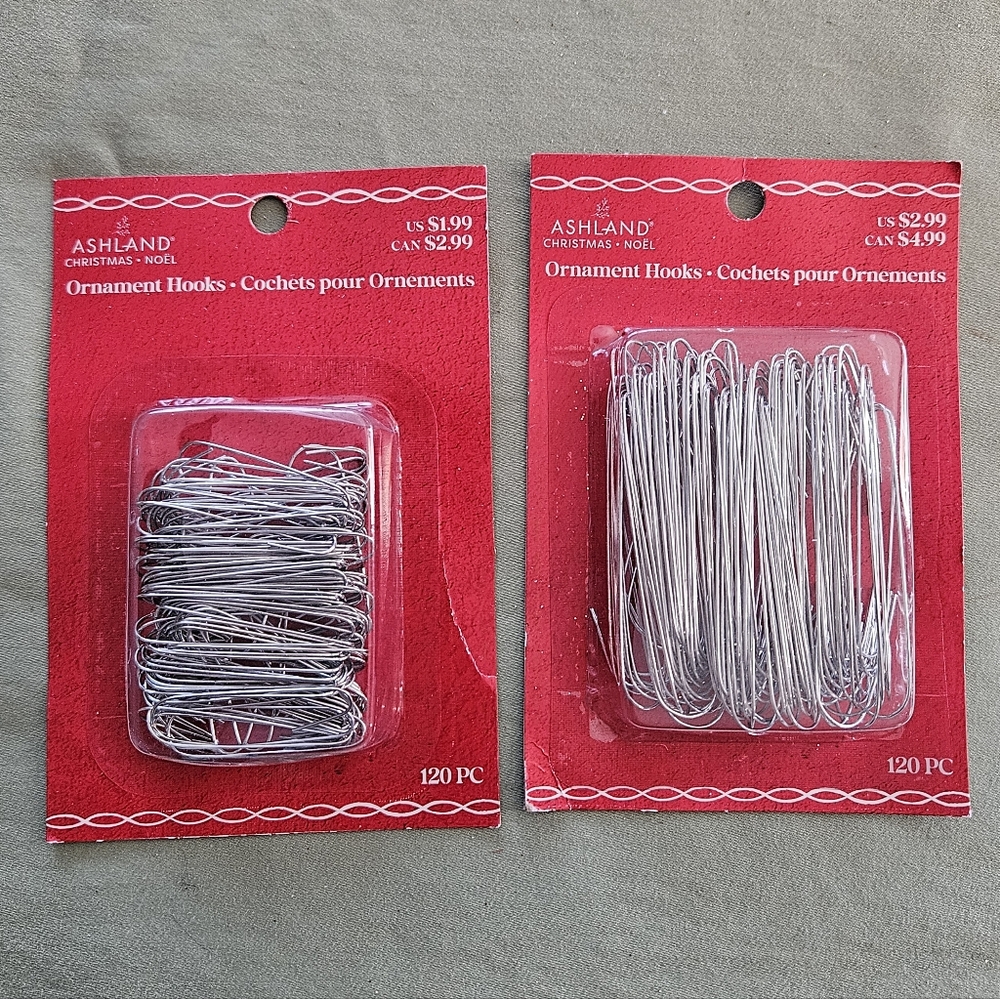 NEW Ashland Christmas Silver Ornament Hooks Medium & Large Size 240 Pieces Total